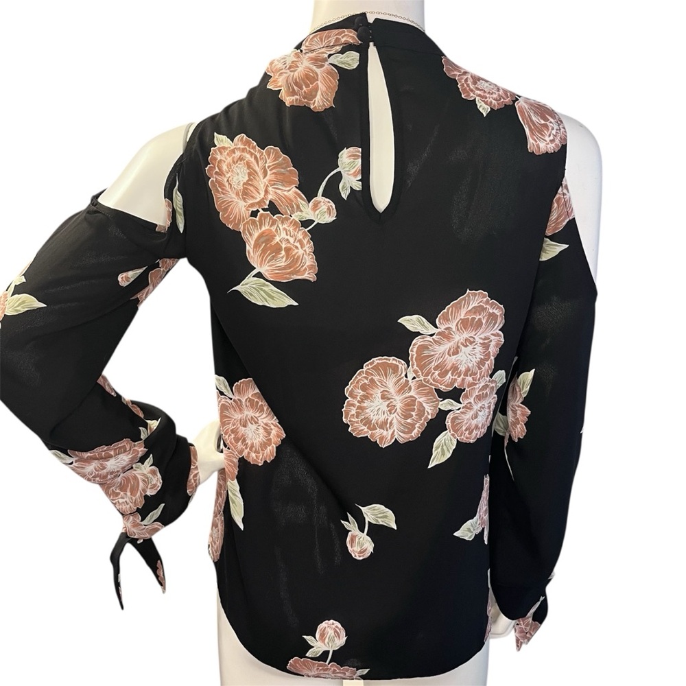 Cupcakes & Cashmere Jon Cold Shoulder Floral Print Tie Sleeve Blouse Girly Date - Picture 3 of 9